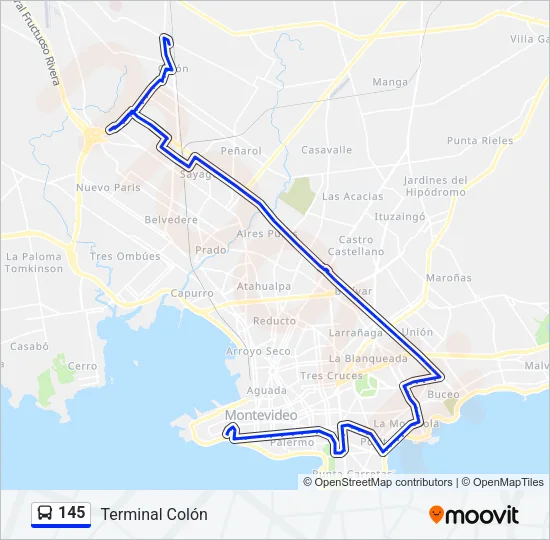 145 Ómnibus Line Map