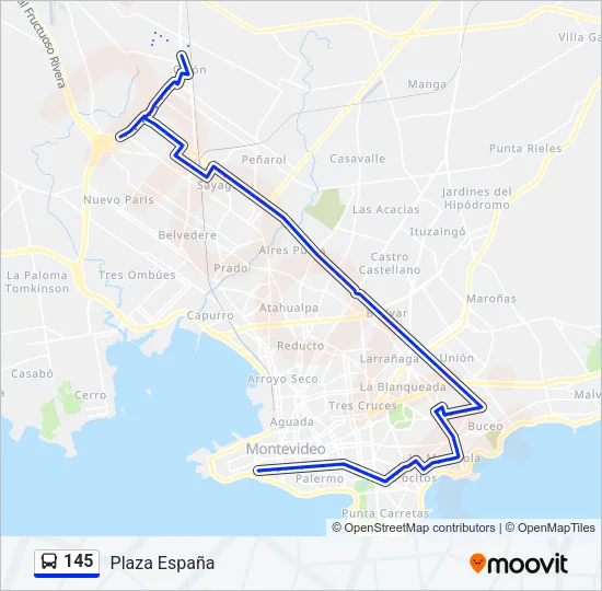 145 Ómnibus Line Map