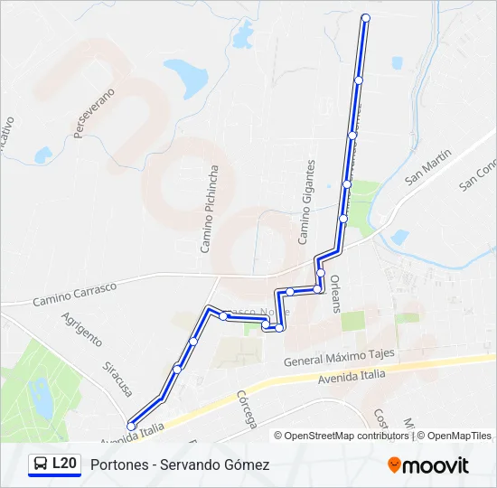 L20 Ómnibus Line Map