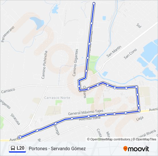 Mapa de L20 de Ómnibus