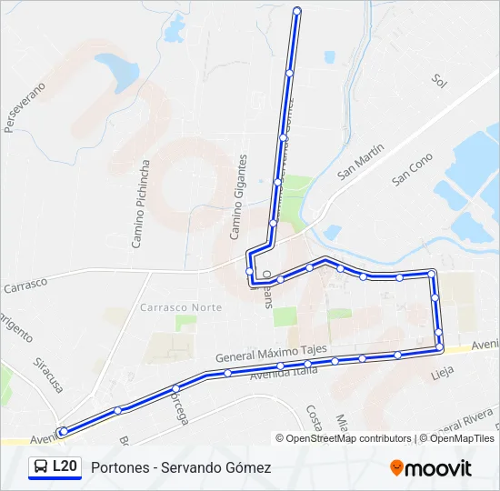L20 Ómnibus Line Map