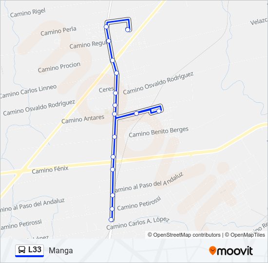 L33 ómnibus Line Map