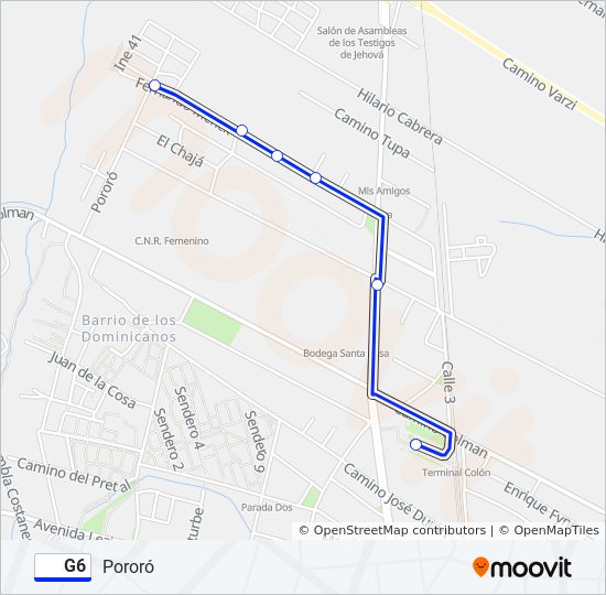 G6 Ómnibus Line Map