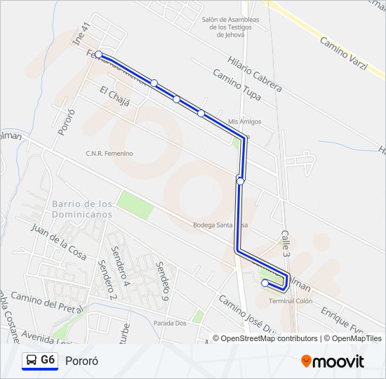 G6 Ómnibus Line Map