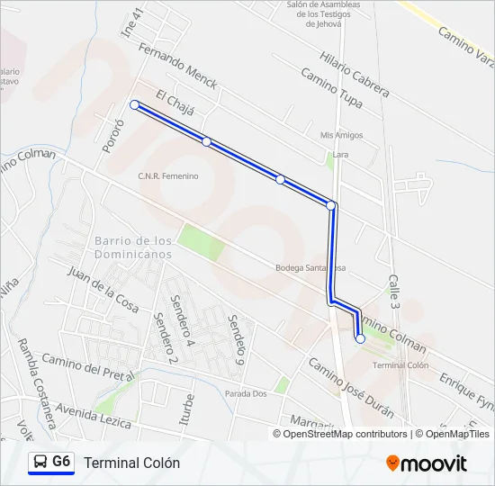 G6 Ómnibus Line Map