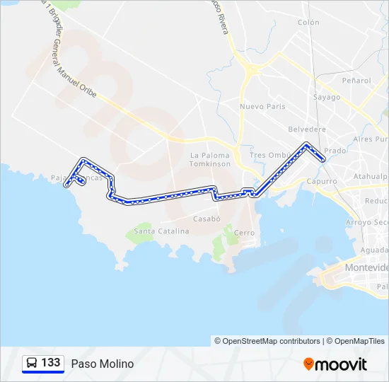 133 Ómnibus Line Map