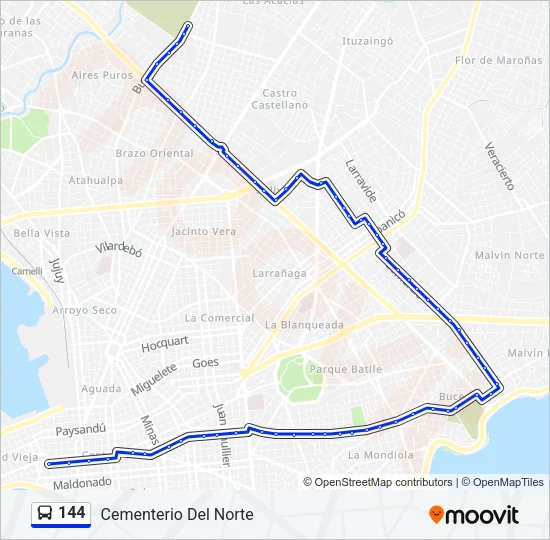 144 Ómnibus Line Map