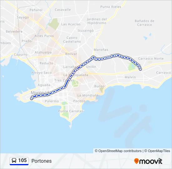 105 Ómnibus Line Map