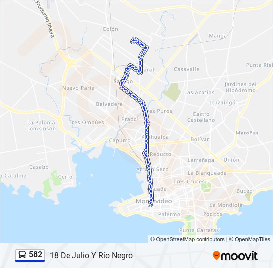582 ómnibus Line Map