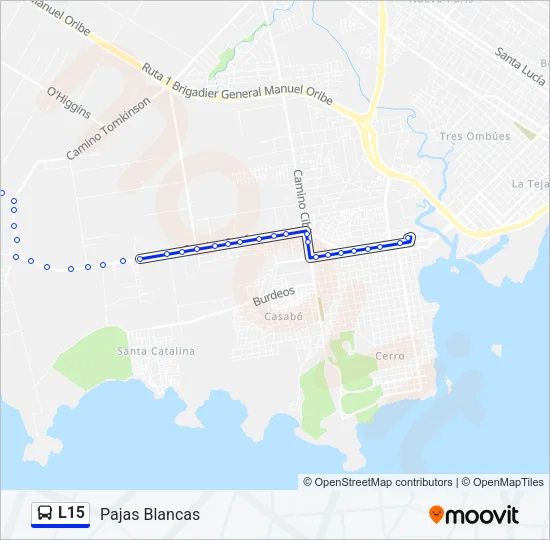 L15 Ómnibus Line Map