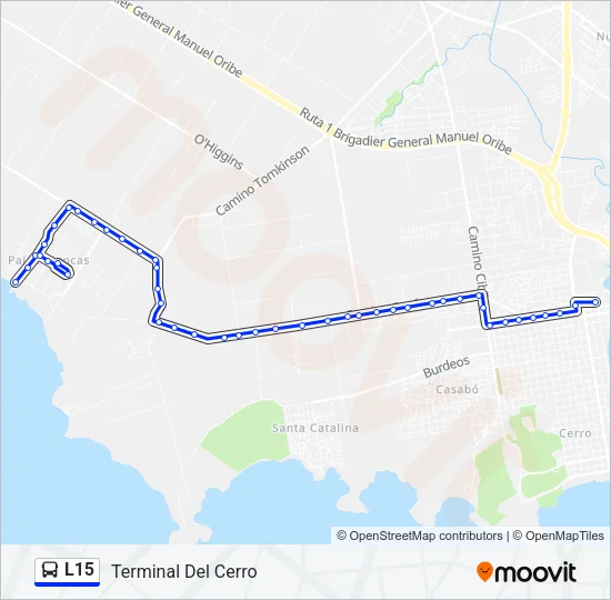 L15 Ómnibus Line Map
