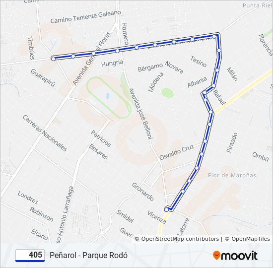 Ruta 405 horarios, paradas y mapas Curva De Maroñas (Actualizado)