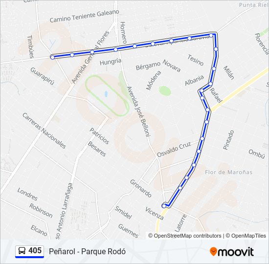 Mapa de 405 de Ómnibus