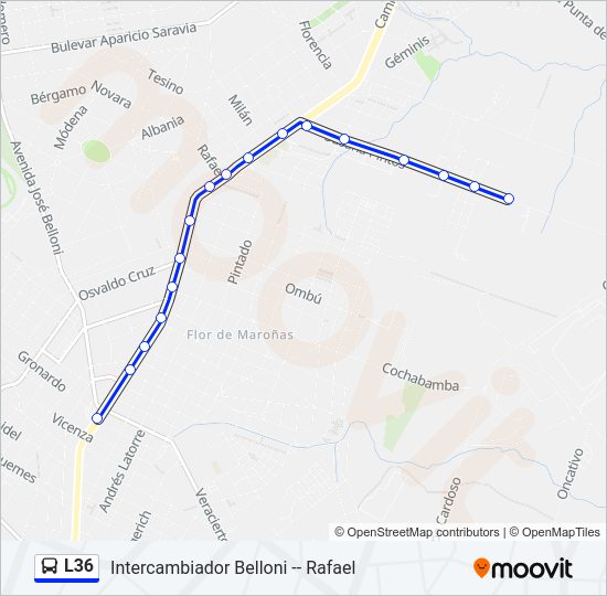 L36 Ómnibus Line Map