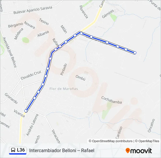 L36 Ómnibus Line Map