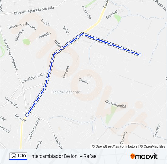 L36 Ómnibus Line Map