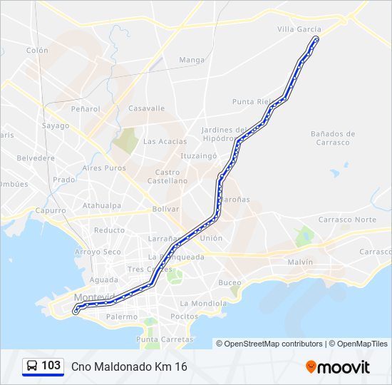 103 Ómnibus Line Map