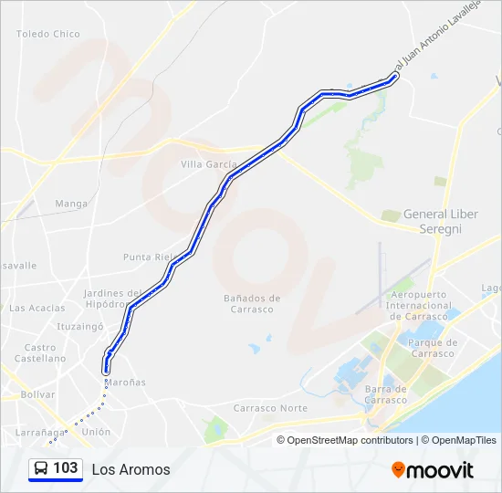 103 Ómnibus Line Map