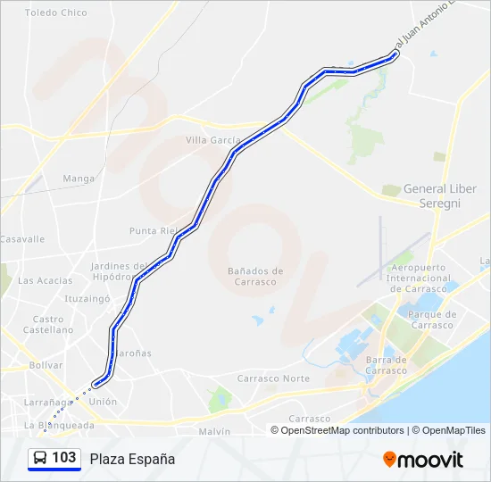 103 Ómnibus Line Map