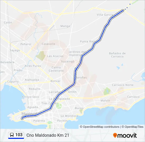 103 Ómnibus Line Map