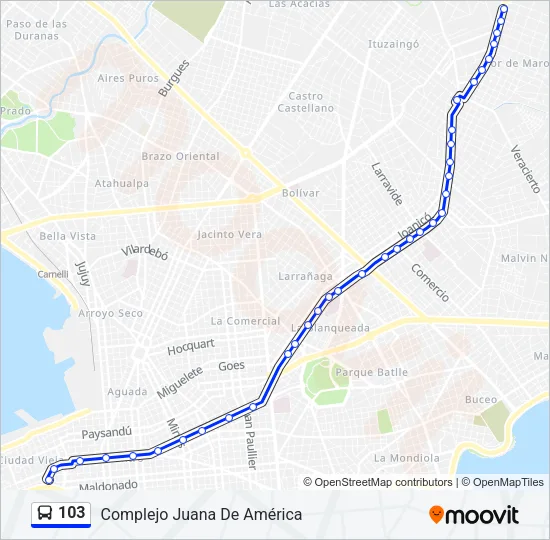 103 Ómnibus Line Map