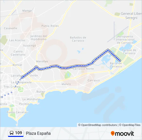 109 Ómnibus Line Map