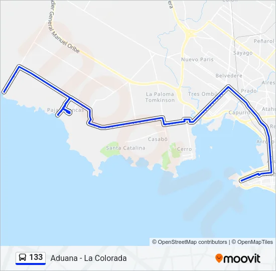 133 Ómnibus Line Map