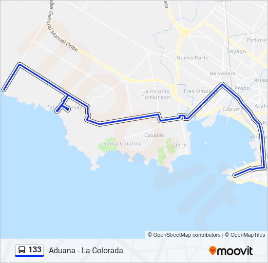 133 ómnibus Line Map