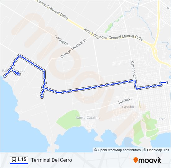 L15 Ómnibus Line Map