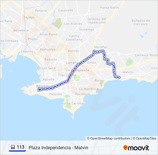 113 ómnibus Line Map