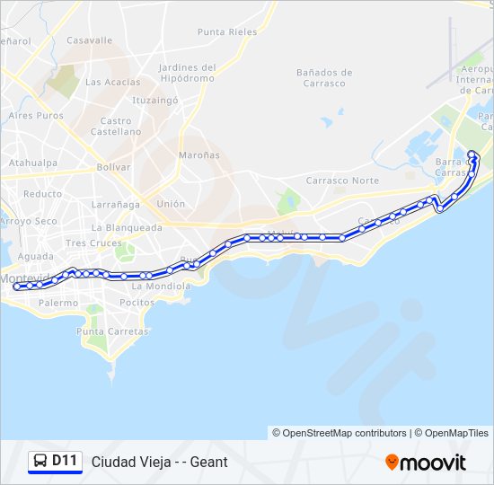 D11 Ómnibus Line Map