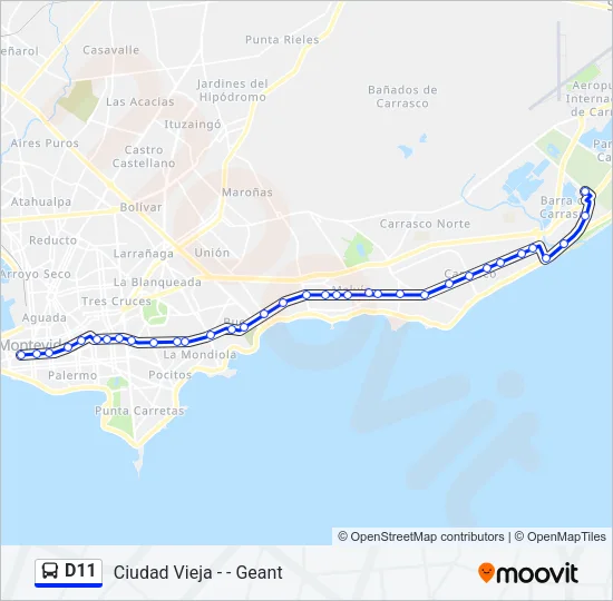 D11 Ómnibus Line Map