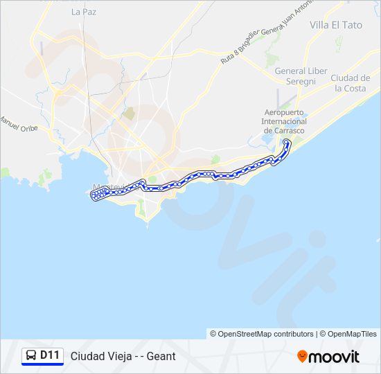 D11 Ómnibus Line Map
