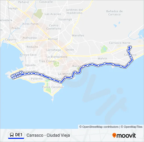 DE1 Ómnibus Line Map