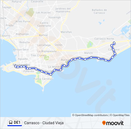 DE1 Ómnibus Line Map