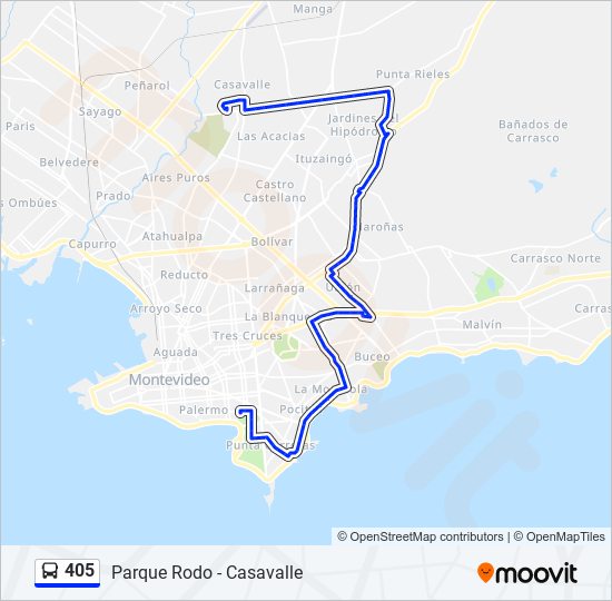 405 ómnibus Line Map