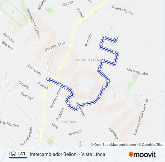 Mapa de L41 de Ómnibus