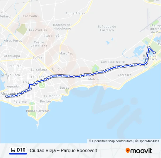 D10 Ómnibus Line Map