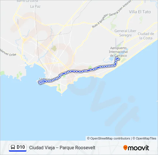 D10 Ómnibus Line Map