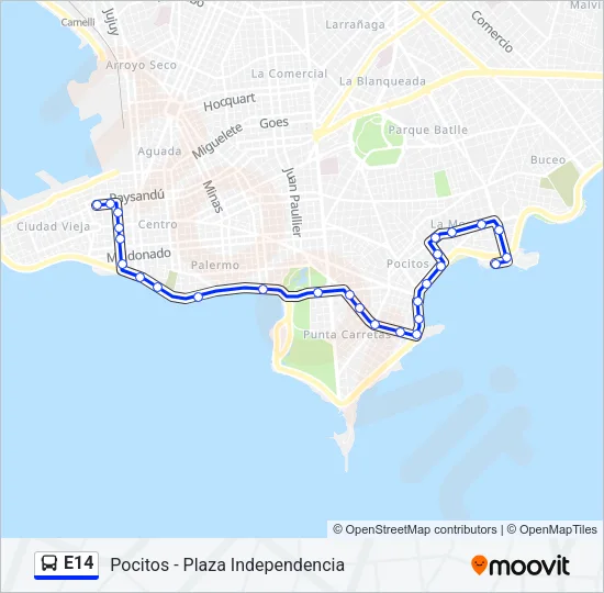 E14 Ómnibus Line Map