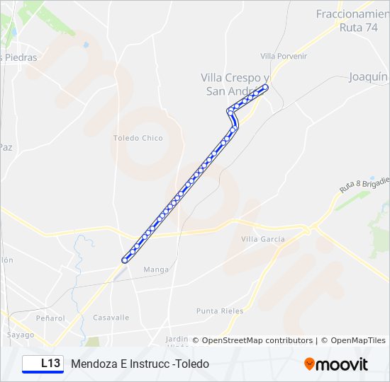 L13 ómnibus Line Map