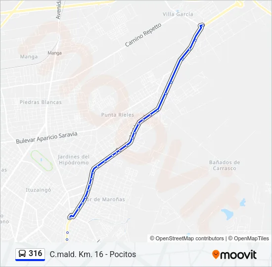 316 Ómnibus Line Map