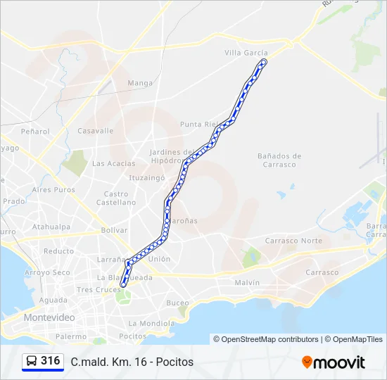 316 Ómnibus Line Map