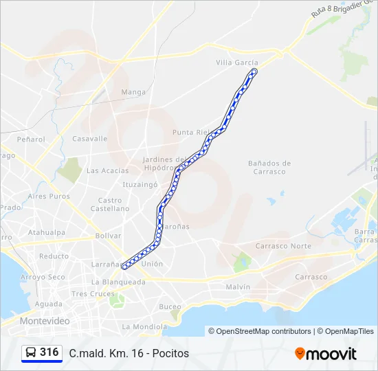 316 Ómnibus Line Map