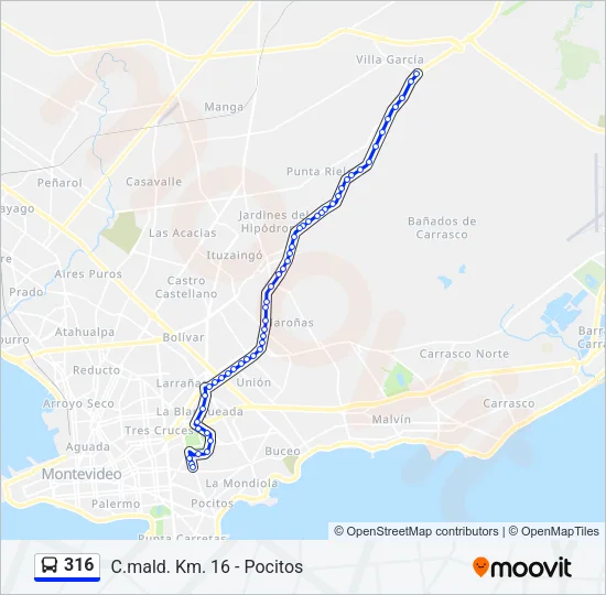 316 Ómnibus Line Map