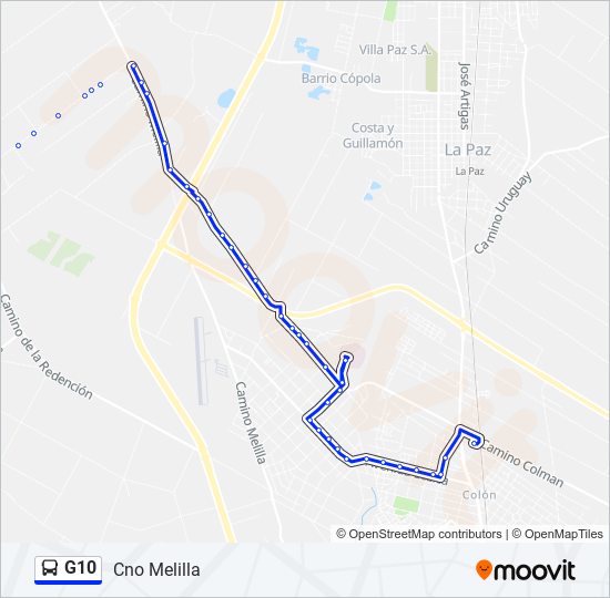 G10 Ómnibus Line Map