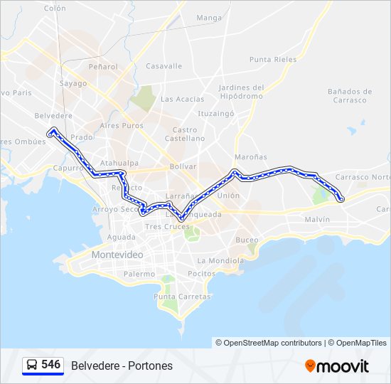 546 ómnibus Line Map
