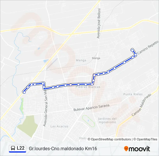 L22 Ómnibus Line Map