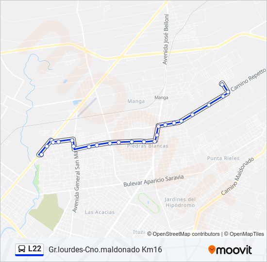 L22 Ómnibus Line Map