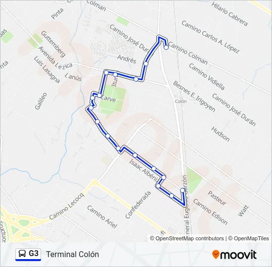 G3 Ómnibus Line Map